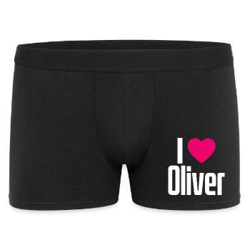 J’aime Oliver Coeur rose J’aime Oliver - Boxer Homme - noir - Devant
