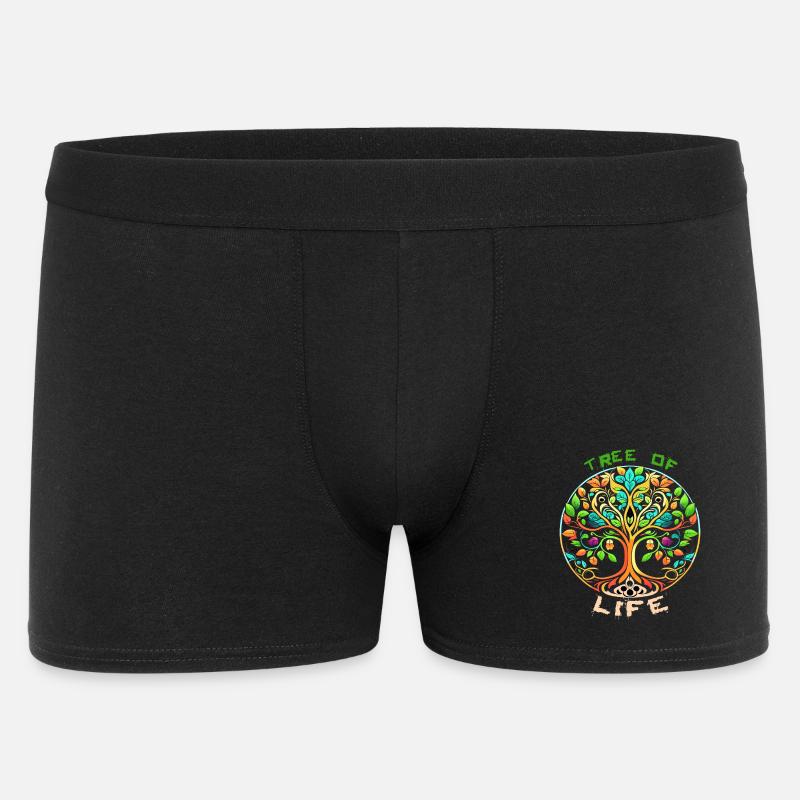 Regenbogen Baum des Lebens Kreis - Männer Boxer Shorts - Schwarz
