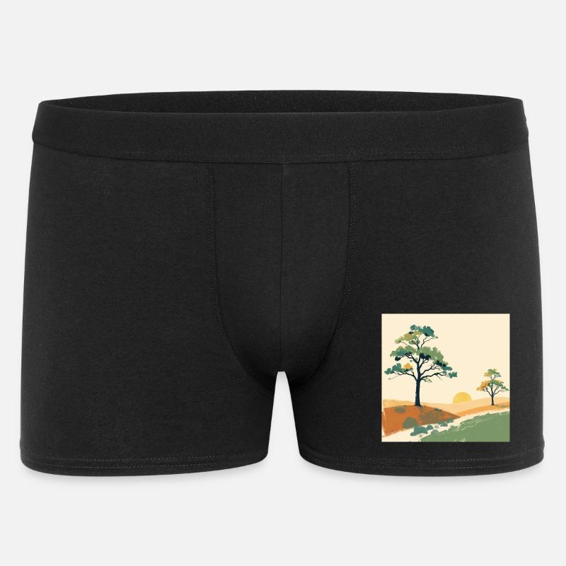 Pastell-Sonnenuntergangsbäume - Männer Boxer Shorts - Schwarz