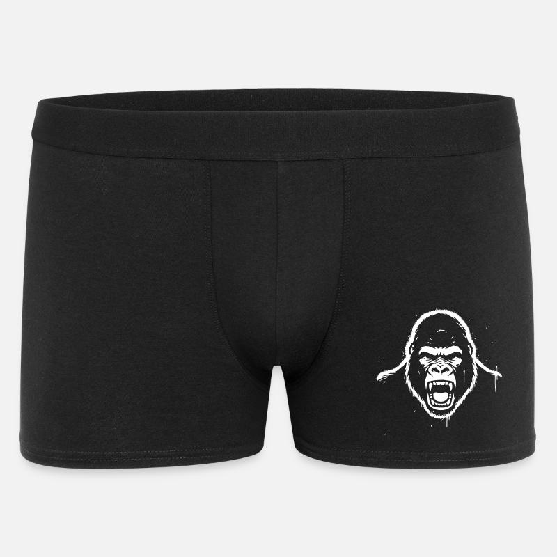 wuetender-gorilla-stencil-grunge-vector_path12 - Männer Boxer Shorts - Schwarz