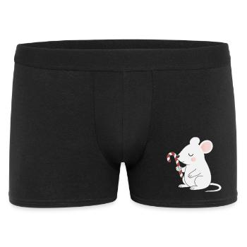 Souris mignonne avec une canne d’orge – Dessin animé mignon - Boxer Homme - noir - Devant
