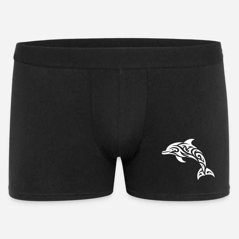 Springender Tribal Tattoo Tümmler Delfin - Männer Boxer Shorts - Schwarz