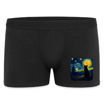 Cat Starry Funny Night Cat Lover Van Gogh Cat Mom - Men's Boxer Shorts - black - Front