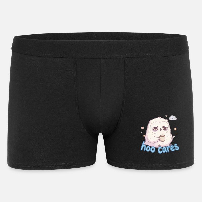 Hoo Cares – süße Eulenkaffee - Männer Boxer Shorts - Schwarz