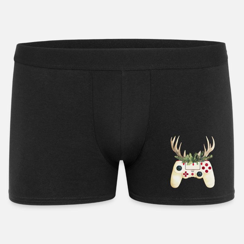 Weihnachtscontroller mit Hirschgeweih - Männer Boxer Shorts - Schwarz