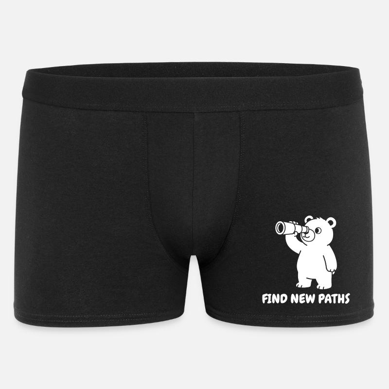Bär mit Teleskop – Neue Pfade - Männer Boxer Shorts - Schwarz