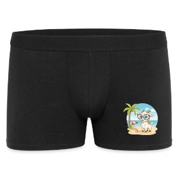 Chèvre mignonne avec des lunettes vacances d’été sur la plage - Boxer Homme - noir - Devant