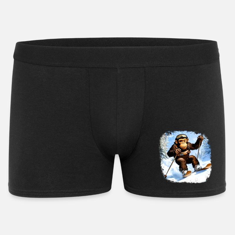 Affen Ski / Skifahrer Affe - Männer Boxer Shorts - Schwarz