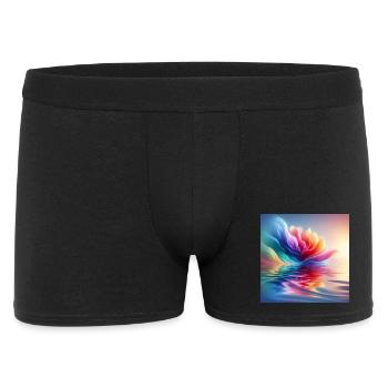 Abstrakte Blumenwellen 1 - Männer Boxer Shorts - Schwarz - Vorne