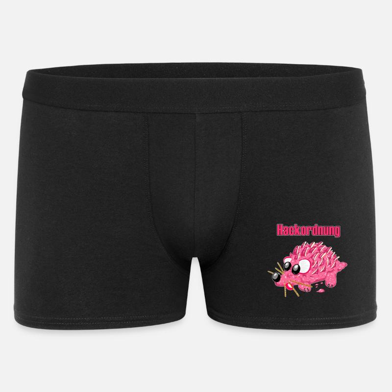Mettigel Cartoon – Lustige Hackordnung   - Männer Boxer Shorts - Schwarz