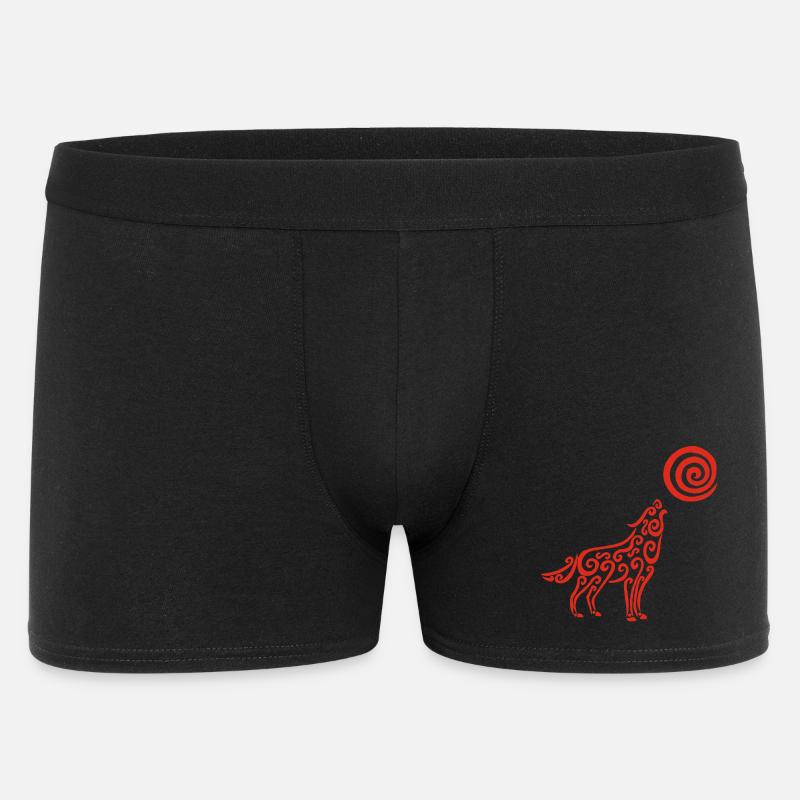 Der Wolf und der rote Mond - Männer Boxer Shorts - Schwarz