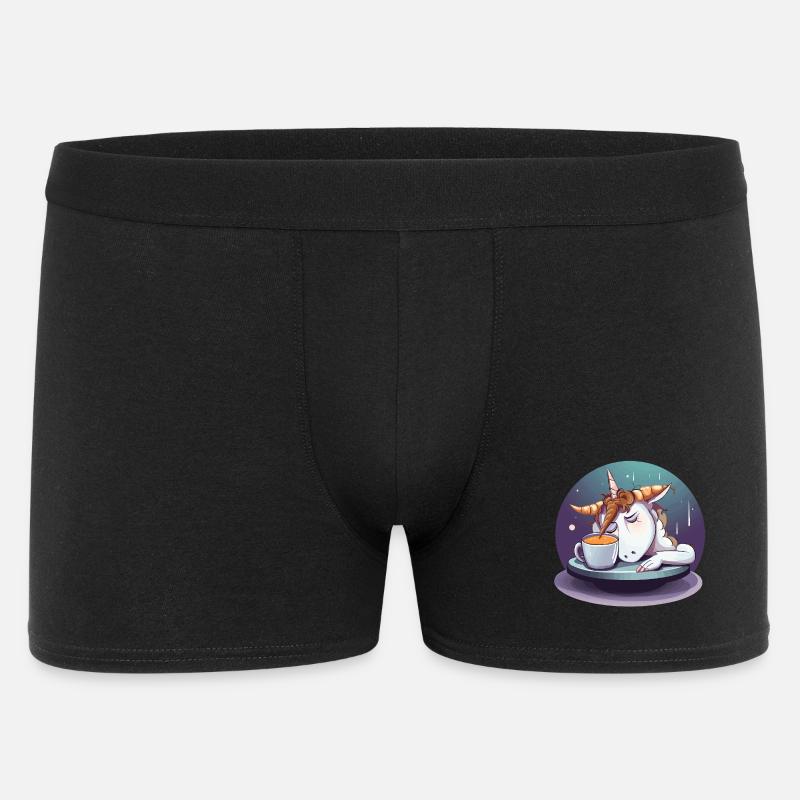 Müdes Einhorn Kaffeezauber - Männer Boxer Shorts - Schwarz