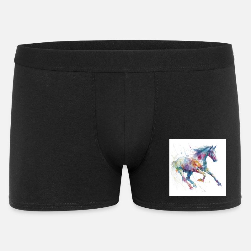 Lebendiges Aquarellpferd - Männer Boxer Shorts - Schwarz