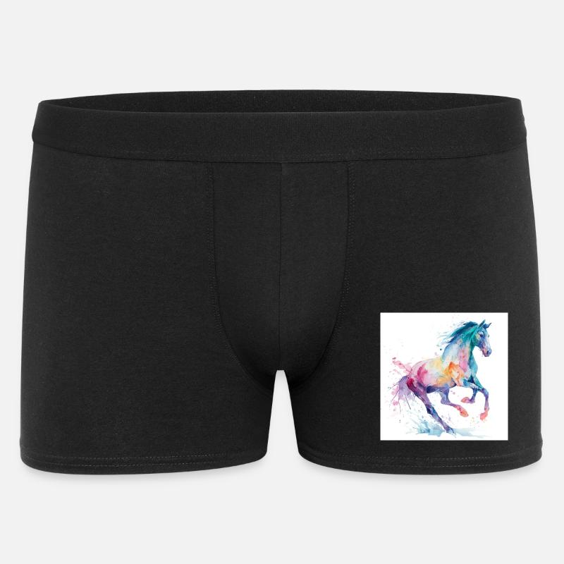 Regenbogen-Aquarellpferd - Männer Boxer Shorts - Schwarz