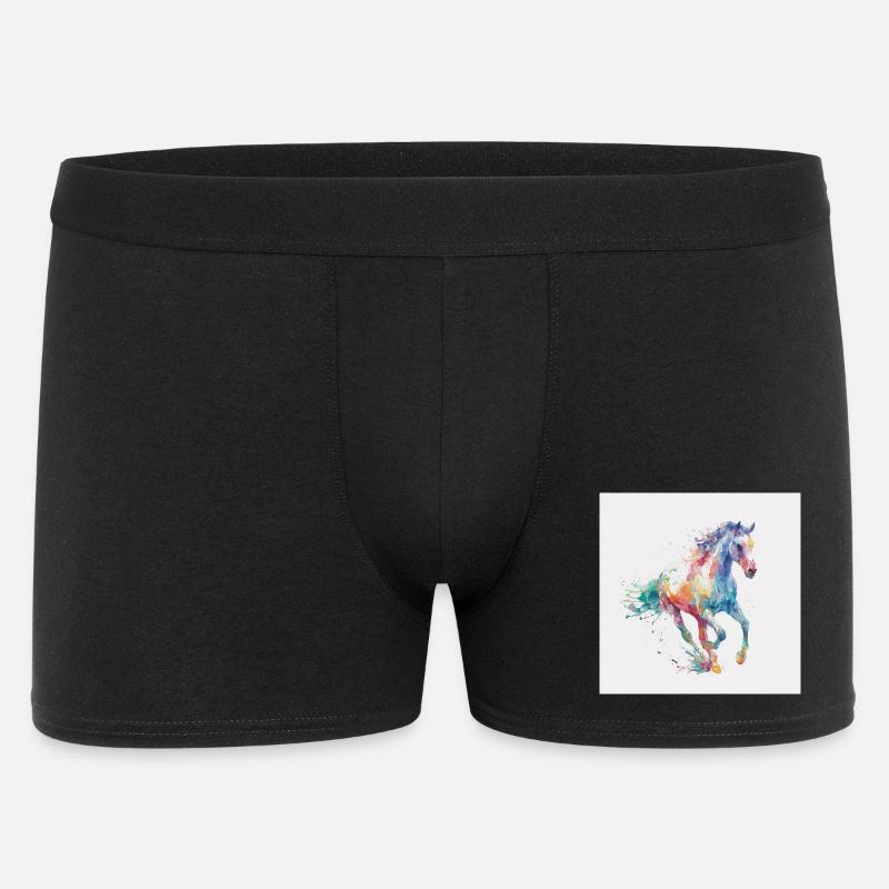 Regenbogenpferd Aquarell-Burst - Männer Boxer Shorts - Schwarz