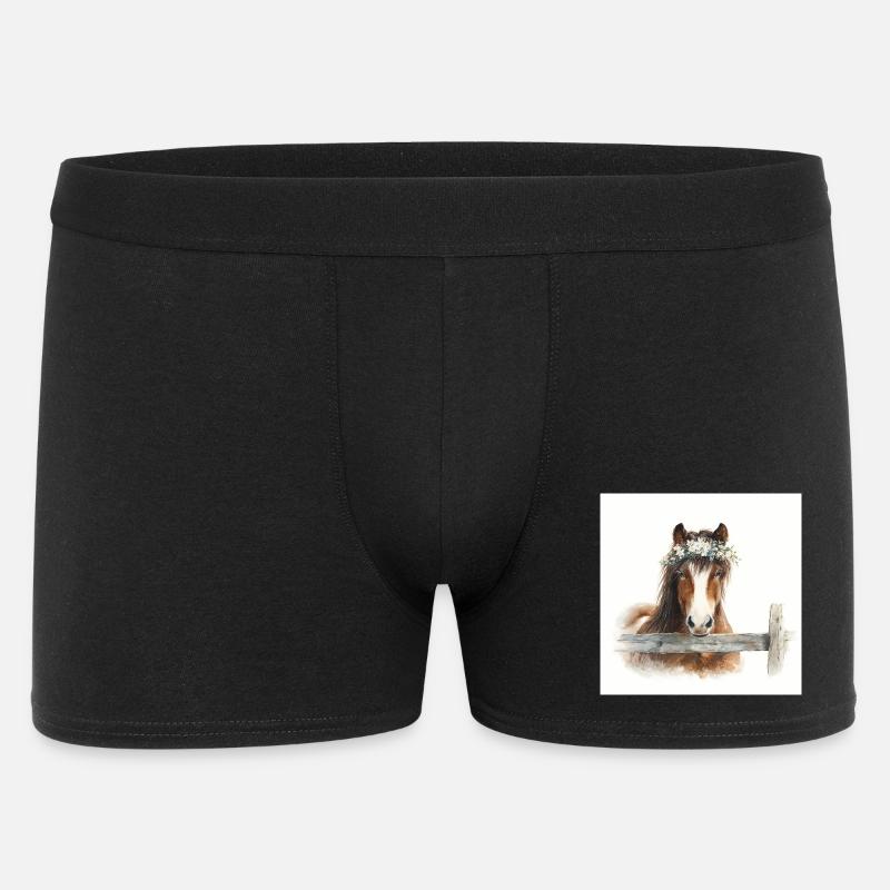 Blütengekrontes Pferd - Männer Boxer Shorts - Schwarz