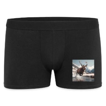 Cerf majestueux : Saut à travers les Alpes - Boxer Homme - noir - Devant