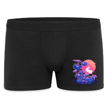 Neon bunny lotus forest in the evening light - Men's Boxer Shorts - black - Front