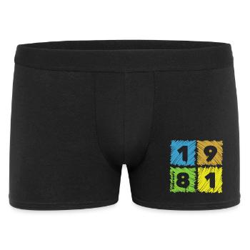 45. Geburtstag Farbige Patches since 02/1981 - Men's Boxer Shorts - black - Front