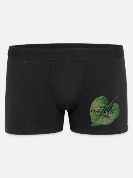Matcha, Leaf, Green, Time - Men's Boxer Shorts - black