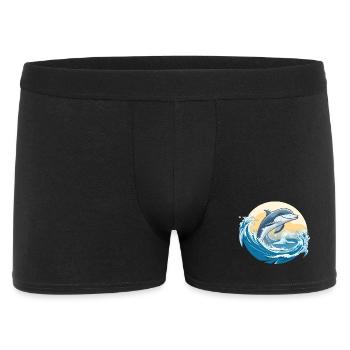 Delfin Sprung über Brandungswelle - Männer Boxer Shorts - Schwarz - Vorne