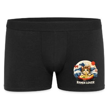 Katze Ramen Anime - Männer Boxer Shorts - Schwarz - Vorne
