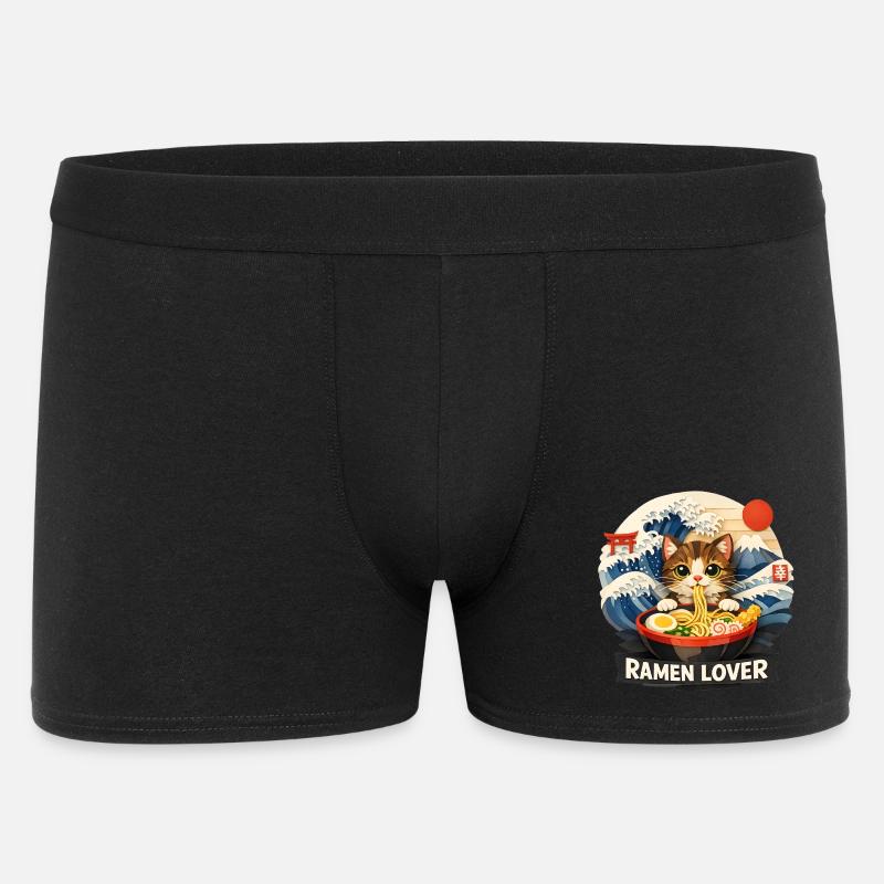 Katze Ramen Anime - Männer Boxer Shorts - Schwarz