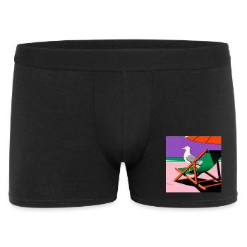 Colorful beach chair and seagull - Men's Boxer Shorts - black - Front