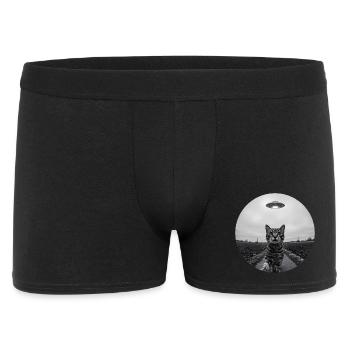 Funny UFO Space Cat Alien Design - Men's Boxer Shorts - black - Front
