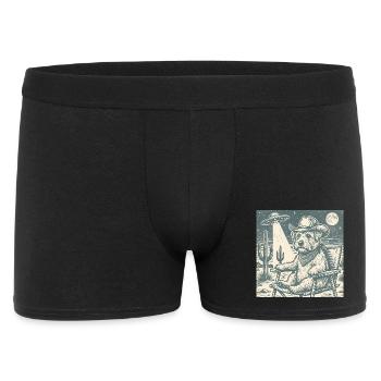 Cowboy Dog and UFO Desert Night Scene - Men's Boxer Shorts - black - Front