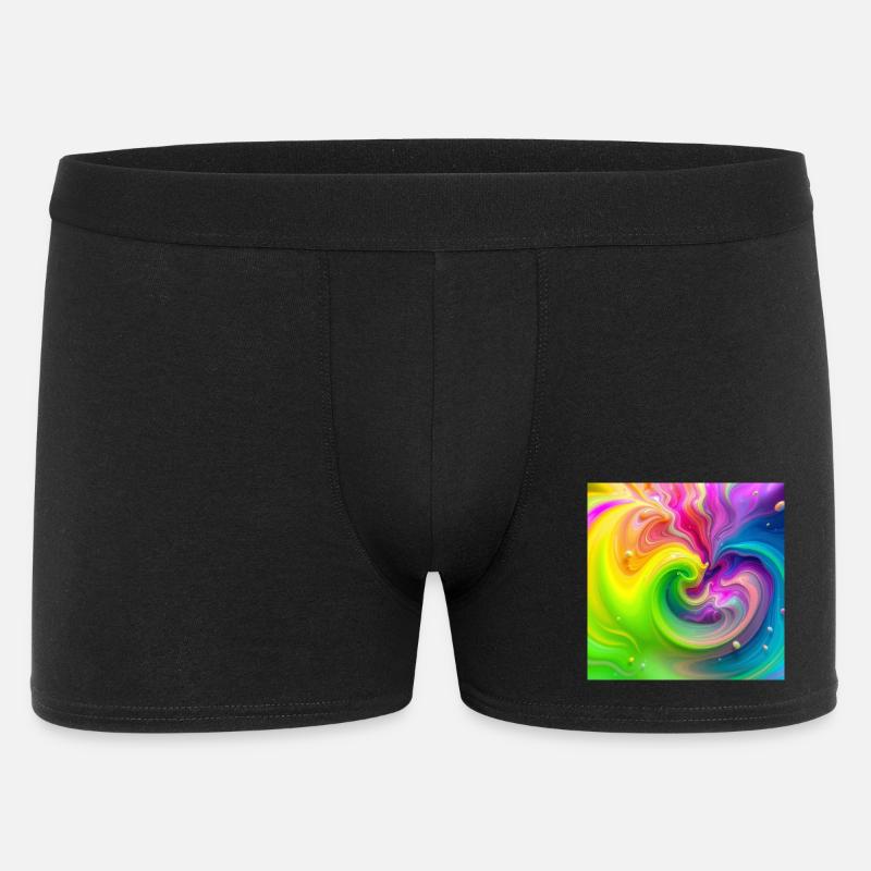 Farbwirbel Neon Regenbogen - Männer Boxer Shorts - Schwarz