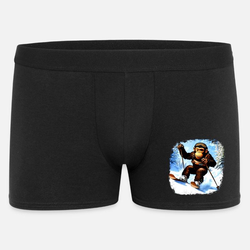 Affen Ski - Männer Boxer Shorts - Schwarz