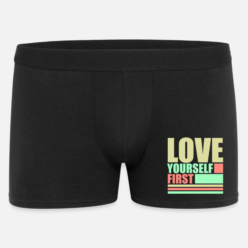 Love Yourself First Selbstliebe Selbstfürsorge - Männer Boxer Shorts - Schwarz