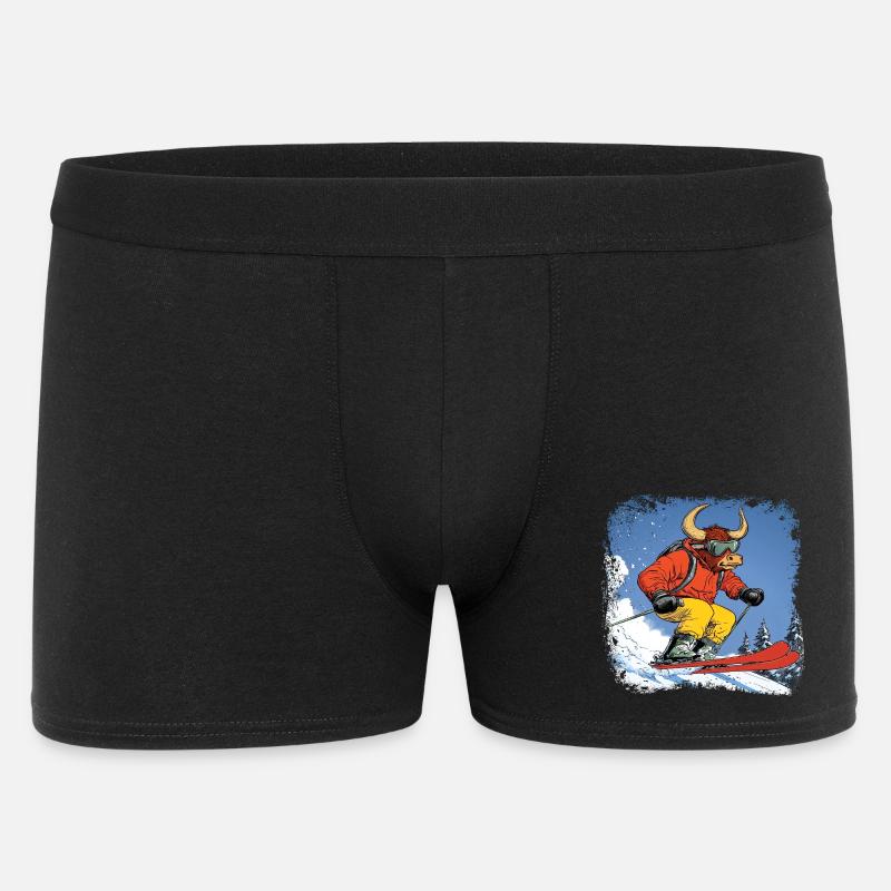 Ski Stier - Männer Boxer Shorts - Schwarz