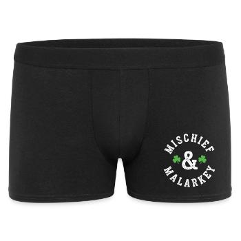 Mischief & Malarkey Shamrock Logo - Männer Boxer Shorts - Schwarz - Vorne