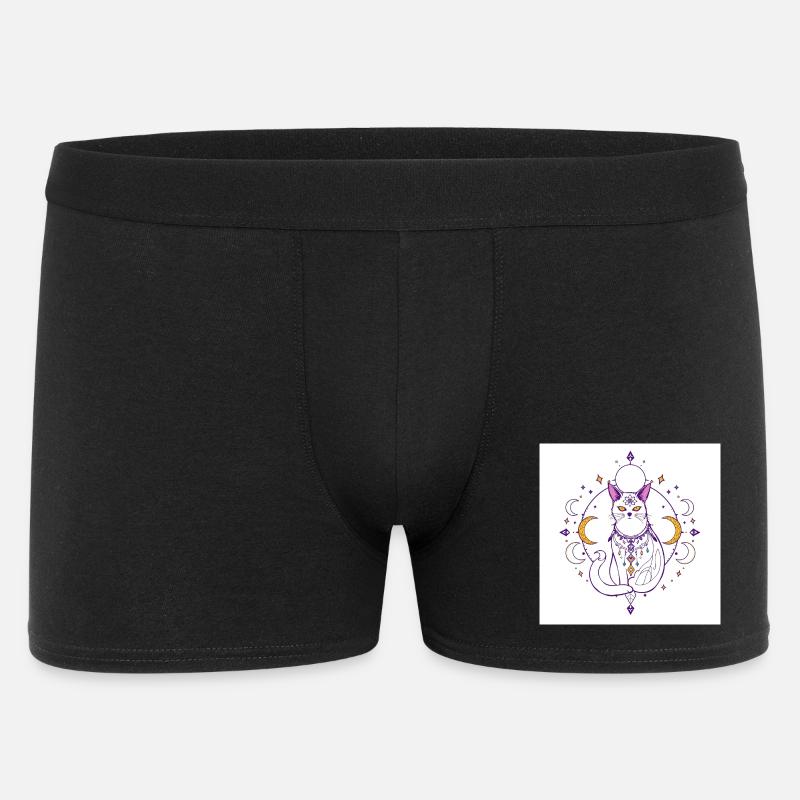 mystisch-Katze-Mond-himmlisch-A - Männer Boxer Shorts - Schwarz