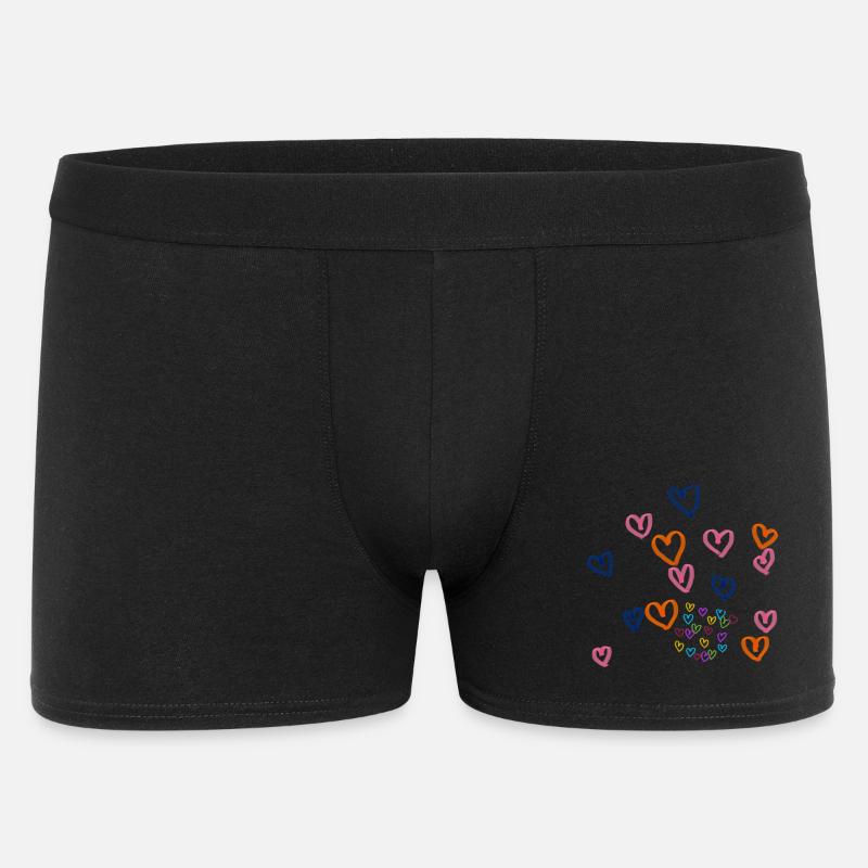 Bunte Herzenreihe Muster - Männer Boxer Shorts - Schwarz