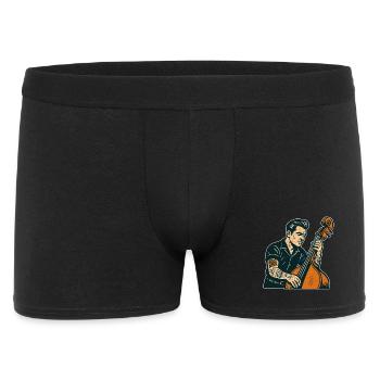 Vintage Bassist: Rock n Roll, Tattoos & Kontrabass - Männer Boxer Shorts - Schwarz - Vorne