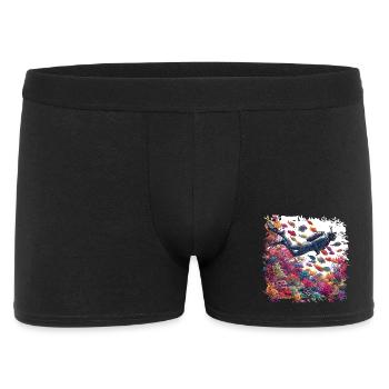 Plongeur sous-marin dans un récif corallien coloré - Boxer Homme - noir - Devant