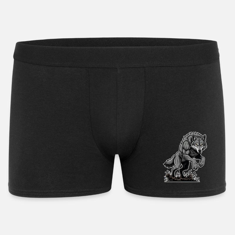 Werwolf Mighty Racing Maskottchen Wolf - Männer Boxer Shorts - Schwarz