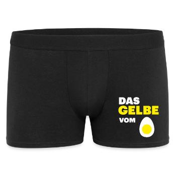 Hühner Fans -  Hahn - Gockel - Eigelb - Männer Boxer Shorts - Schwarz - Vorne