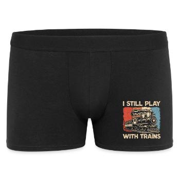 Steam Locomotive Railroad Train Conductor - Men's Boxer Shorts - black - Front