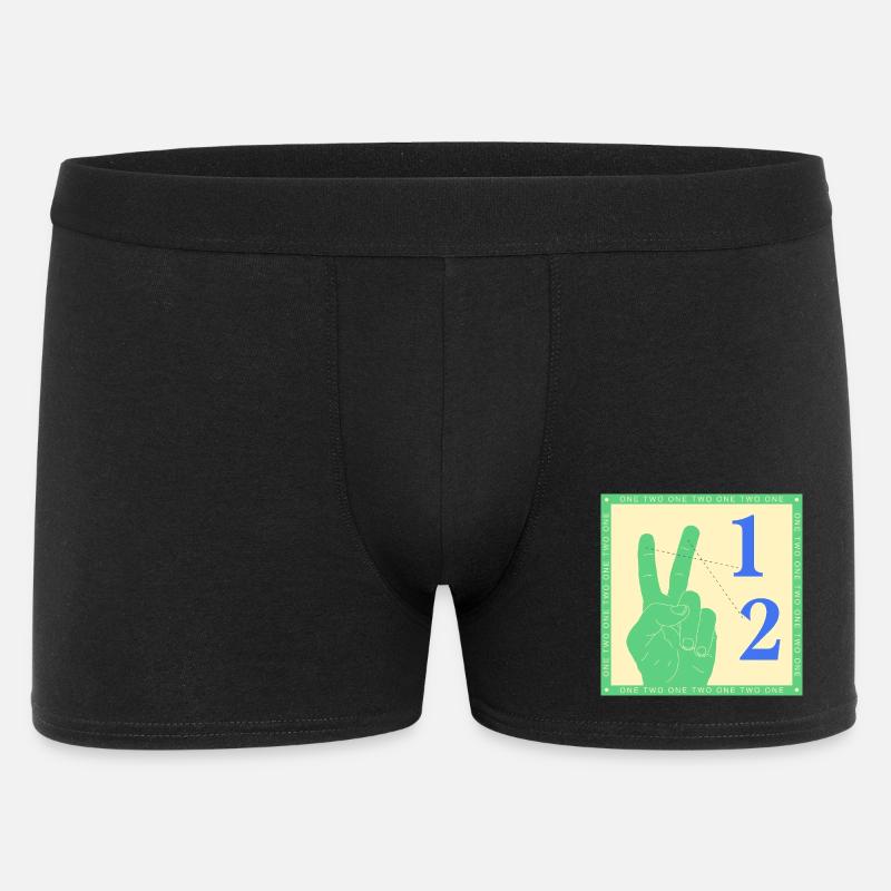 Retro One Two Counting Hand Graphic - Men's Boxer Shorts - black