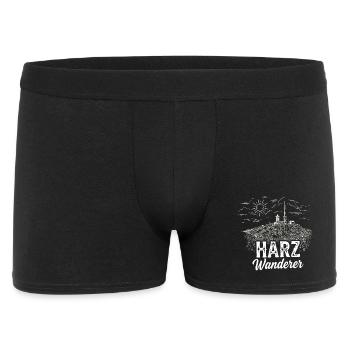 Harz Wanderer - Brocken und Berge - Männer Boxer Shorts - Schwarz - Vorne