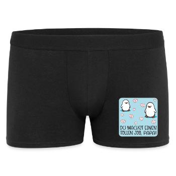 Toller Job Papa Pinguine - Männer Boxer Shorts - Schwarz - Vorne