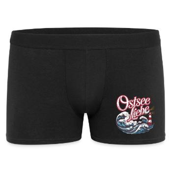Ostsee Liebe Wellen Leuchtturm Küste Meer Urlaub - Männer Boxer Shorts - Schwarz - Vorne