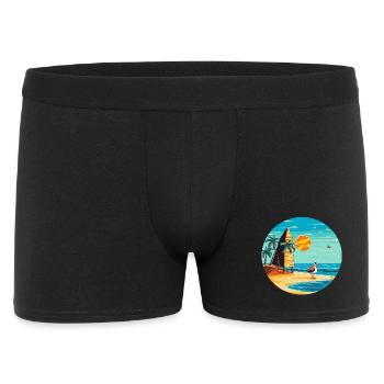 Tropischer Strandtraum Palmen & Sonne - Männer Boxer Shorts - Schwarz - Vorne