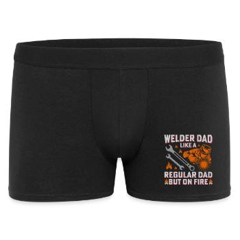 Schweißvater Feuer-Motiv Schweißer Vatertag - Männer Boxer Shorts - Schwarz - Vorne