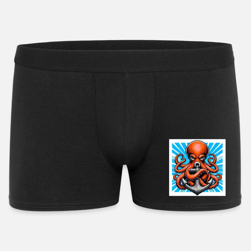 Oktopus umarmt einen Anker - Männer Boxer Shorts - Schwarz