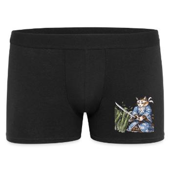 Samurai Cat with Katana – Japanese Ukiyo-e Style - Men's Boxer Shorts - black - Front